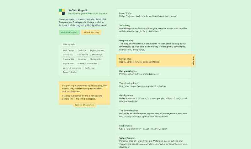 Blogroll.org是一个活生生的地图，指引着那些在浩瀚的比特和字节海洋中独自敲击电子卷轴的孤独灵魂
